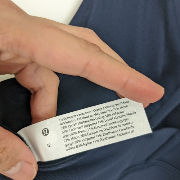 Lululemon Energy Bra High Neck Long Line Medium Support True Navy sz 12 NWT - Picture 6 of 7